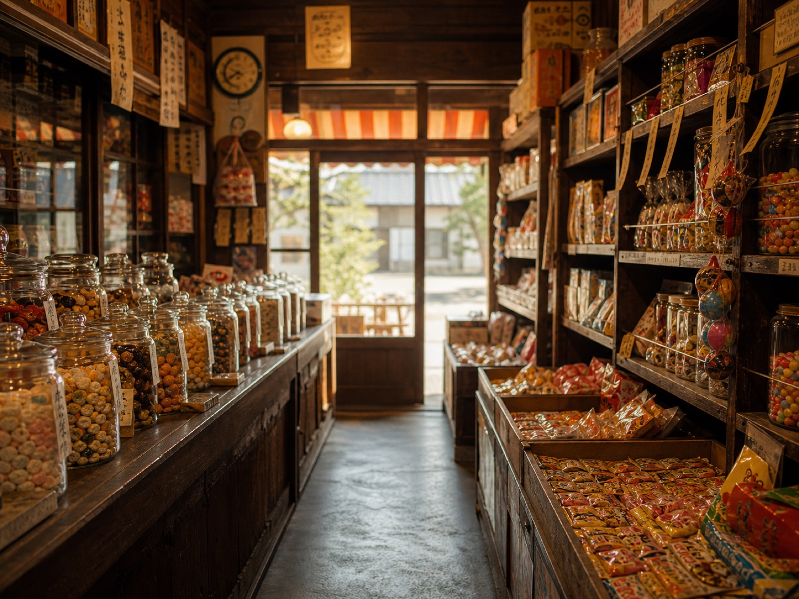 駄菓子が並ぶ木造の店内